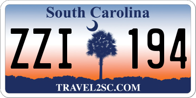 SC license plate ZZI194