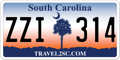 SC license plate ZZI314