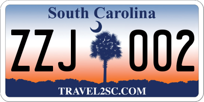 SC license plate ZZJ002