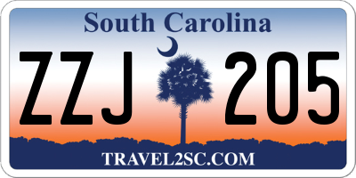 SC license plate ZZJ205