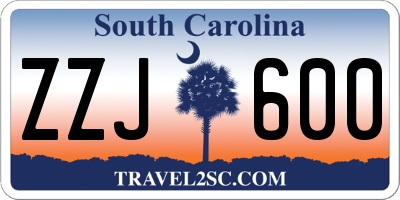 SC license plate ZZJ600