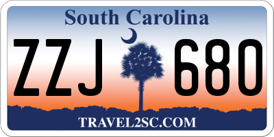 SC license plate ZZJ680