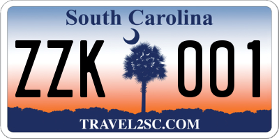 SC license plate ZZK001