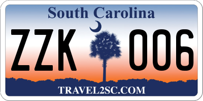 SC license plate ZZK006