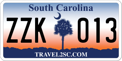 SC license plate ZZK013