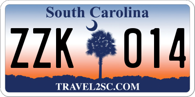 SC license plate ZZK014
