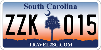 SC license plate ZZK015