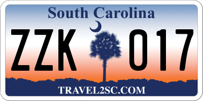 SC license plate ZZK017