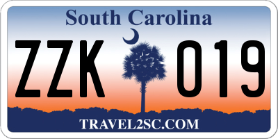 SC license plate ZZK019