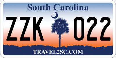 SC license plate ZZK022