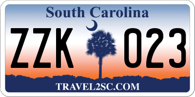 SC license plate ZZK023