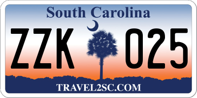 SC license plate ZZK025