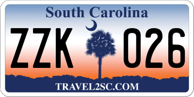 SC license plate ZZK026