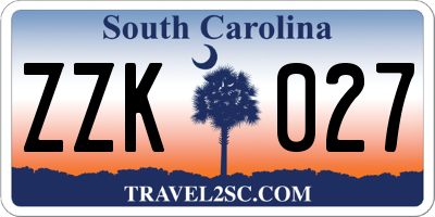 SC license plate ZZK027