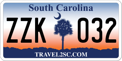 SC license plate ZZK032