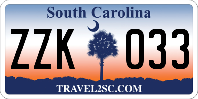 SC license plate ZZK033