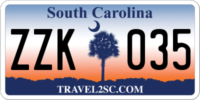 SC license plate ZZK035