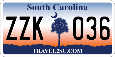 SC license plate ZZK036