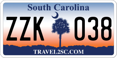 SC license plate ZZK038