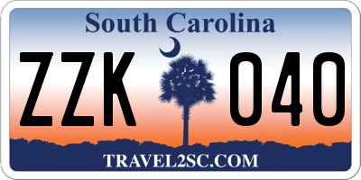 SC license plate ZZK040