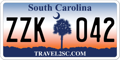 SC license plate ZZK042