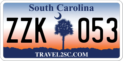 SC license plate ZZK053