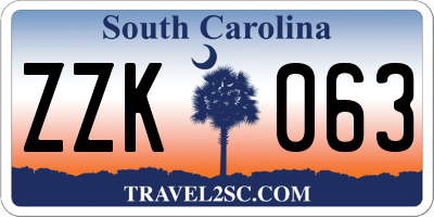 SC license plate ZZK063