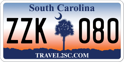 SC license plate ZZK080