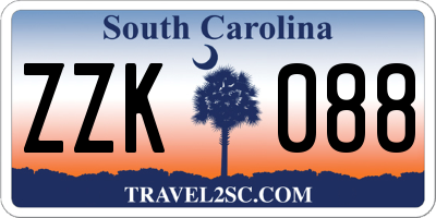 SC license plate ZZK088