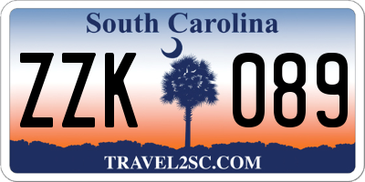 SC license plate ZZK089