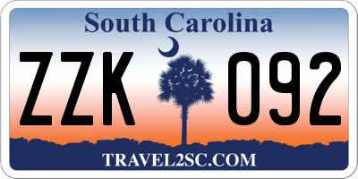 SC license plate ZZK092