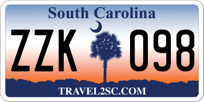 SC license plate ZZK098