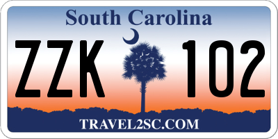 SC license plate ZZK102