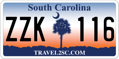 SC license plate ZZK116