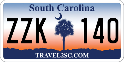 SC license plate ZZK140