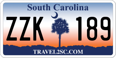 SC license plate ZZK189