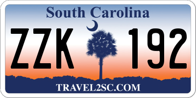 SC license plate ZZK192