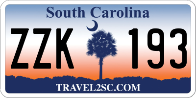 SC license plate ZZK193