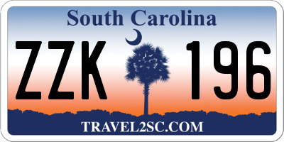 SC license plate ZZK196