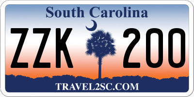 SC license plate ZZK200