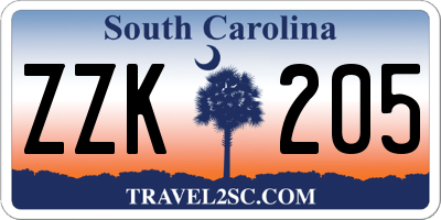SC license plate ZZK205