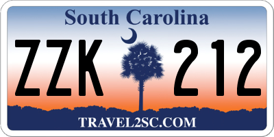 SC license plate ZZK212