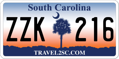 SC license plate ZZK216