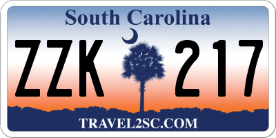 SC license plate ZZK217