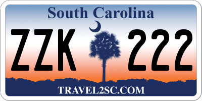 SC license plate ZZK222