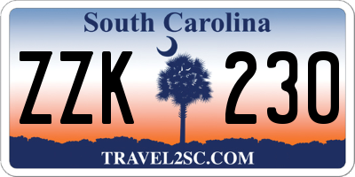 SC license plate ZZK230