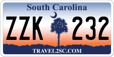 SC license plate ZZK232