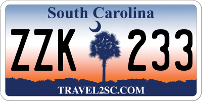 SC license plate ZZK233