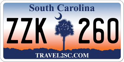 SC license plate ZZK260