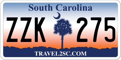 SC license plate ZZK275